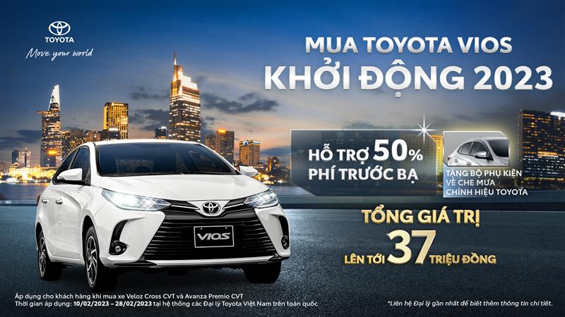 Chương trình khuyến mại từ hệ thống Đại lý Toyota dành cho khách hàng mua xe Toyota Vios, Veloz Cross và Avanza Premio trong tháng 02/2023
