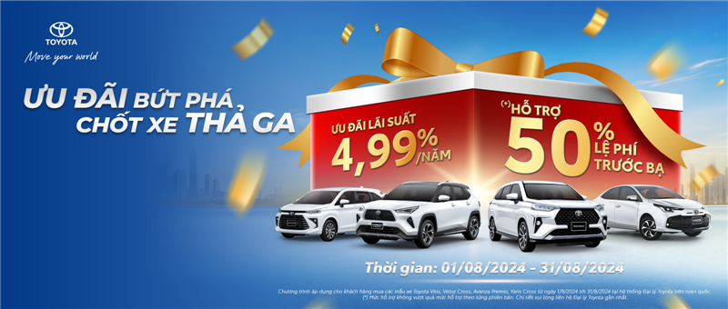 TOYOTA VIỆT NAM TRIỂN KHAI CHƯƠNG TRÌNH KHUYẾN MẠI CHO MẪU XE VIOS, VELOZ CROSS, AVANZA PREMIO VÀ YARIS CROSS TRONG THÁNG 08/2024